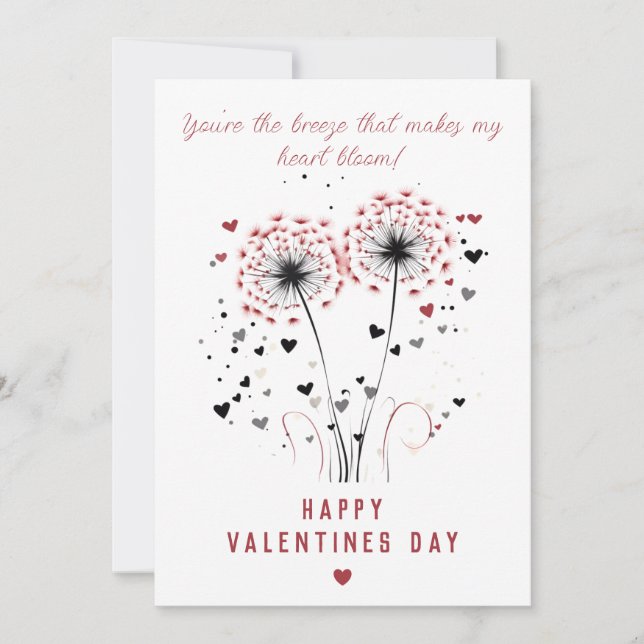 Carte Romantique Dandelion Valentine (Devant)