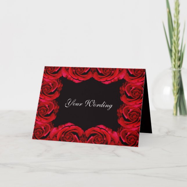Carte romantique de bordure en roses rouges (ajout (Devant)