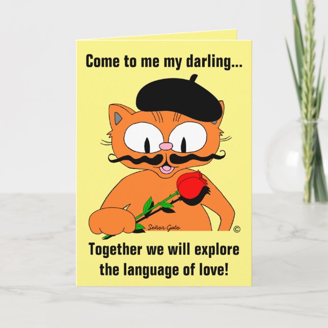 Carte romantique de la Saint-Valentin Señor Gato (Devant)