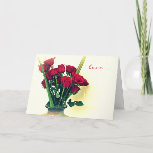 Carte romantique de Valentine de roses rouges (Devant)