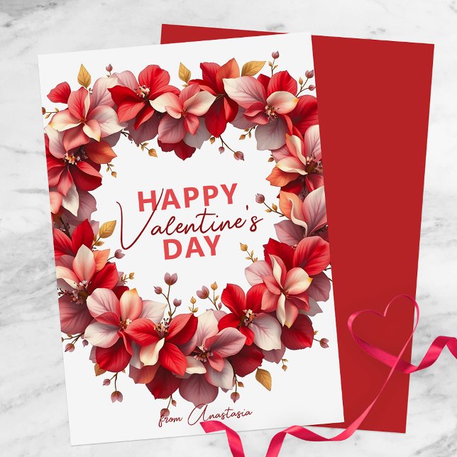 Carte Romantique Floral Heart Wreath Saint-Valentin (Créateur téléchargé)