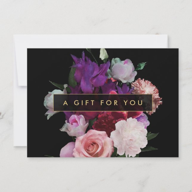 Carte Romantique Flore foncée Certificat cadeau (Devant)