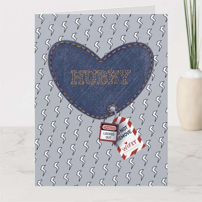 Carte Romantique Hubby Wifey Electricien Coeur verrouill (Devant)
