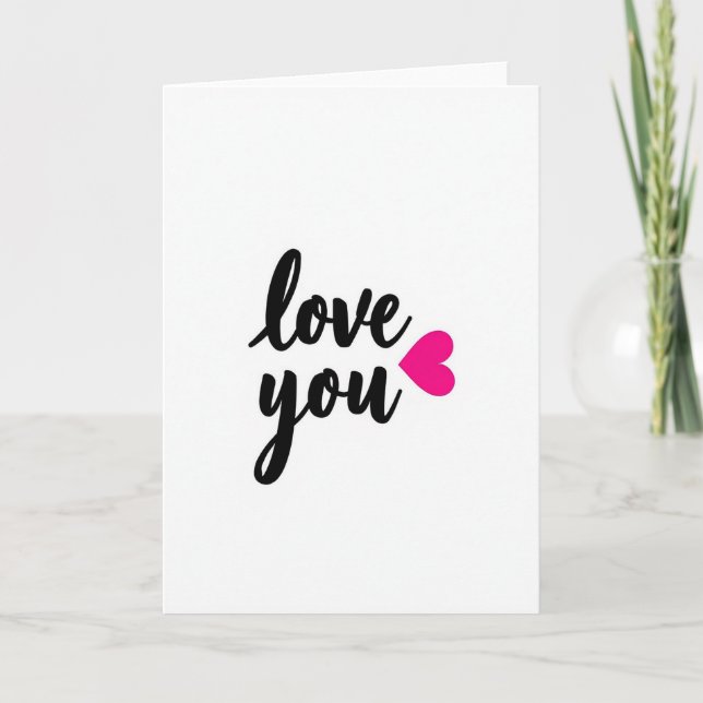 Carte Romantique Love You Cœur en Feuille (Devant)
