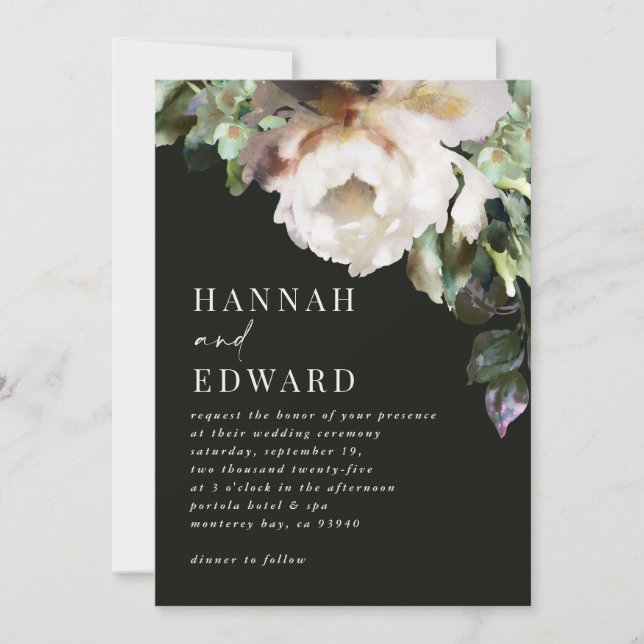 Carte Romantique moody rustique classe sombre mariage d' (Devant)