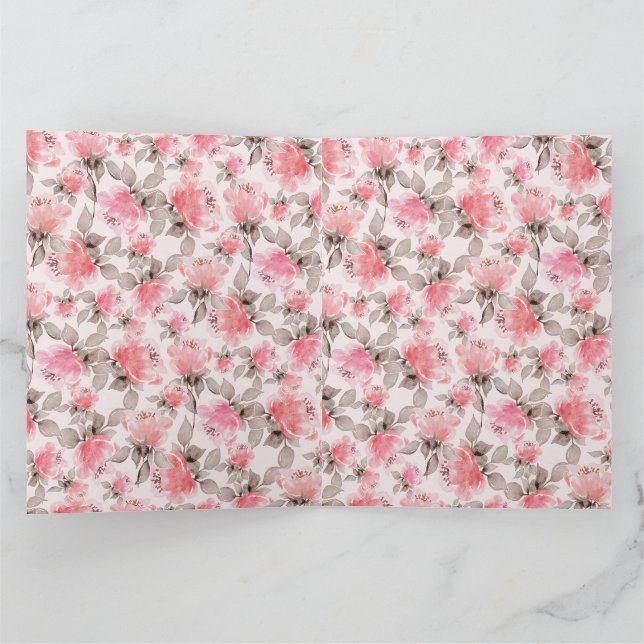 Carte Romantique - papier rose vintage aquarelle (Intérieur)