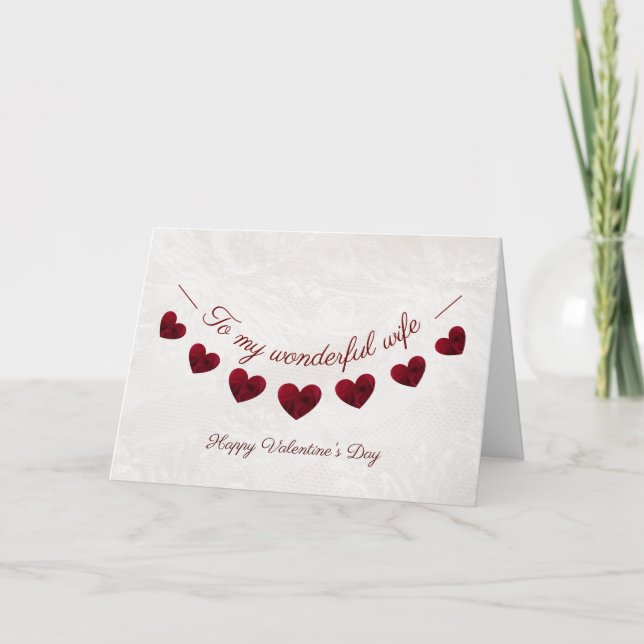 Carte Romantique Saint Valentin's Day Red Heart Bunting  (Devant)