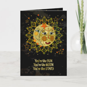 Carte Romantique, SOLEIL, LUNE, ÉTOILES, Abstrait