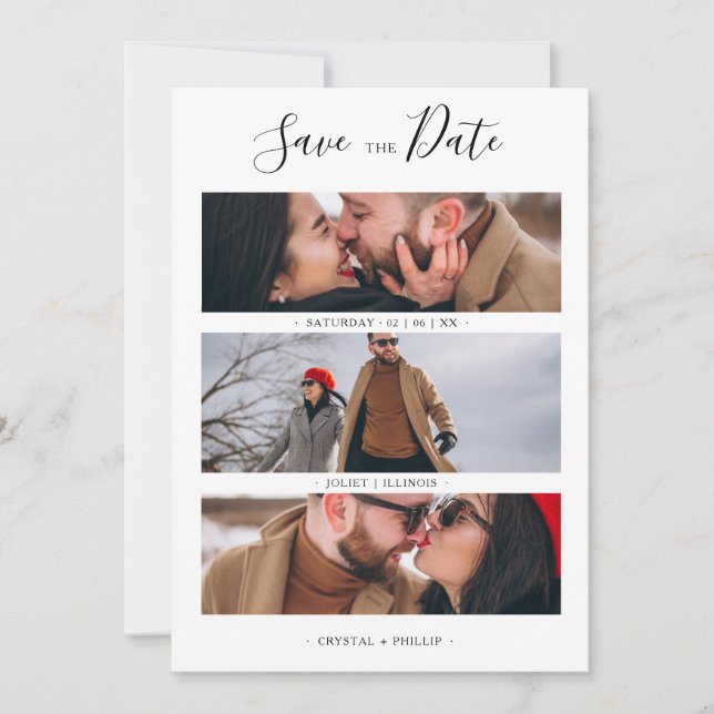 Carte Romantique Trois Mariages Fiançailles Photos Colla (Devant)