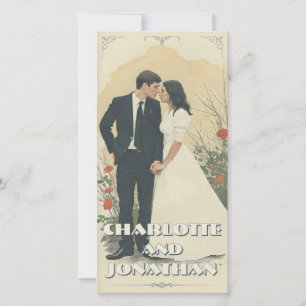 Carte Romantique Vintage Mariage Couple Art