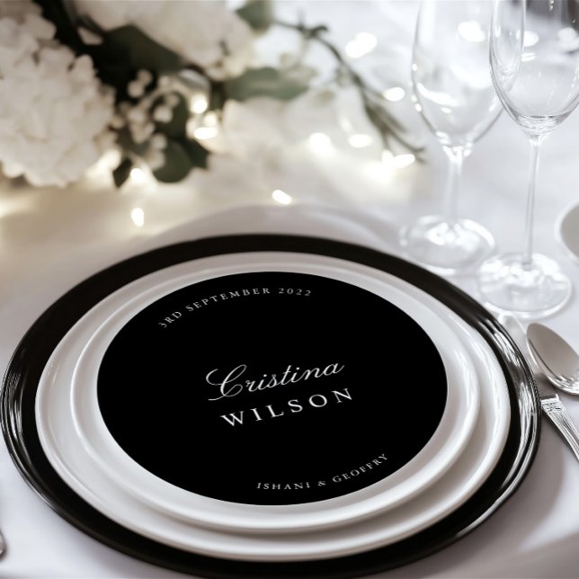 Carte ronde minimaliste Mariage invité Place & Men (Round Minimalist Wedding Guest Place & Menu Card)