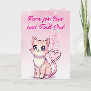 Carte Ronronner d'amour et découvrir un mignon petit cha