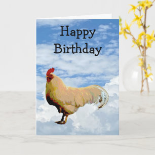 CARTE ROOSTER SKY CLOUDS HAPPY BANTHDAY GREETING CARD