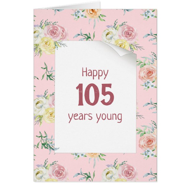 Carte Rose 105e anniversaire Watercolor (Devant)
