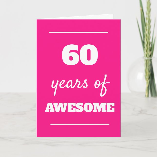 Carte rose 60e anniversaire (Devant)