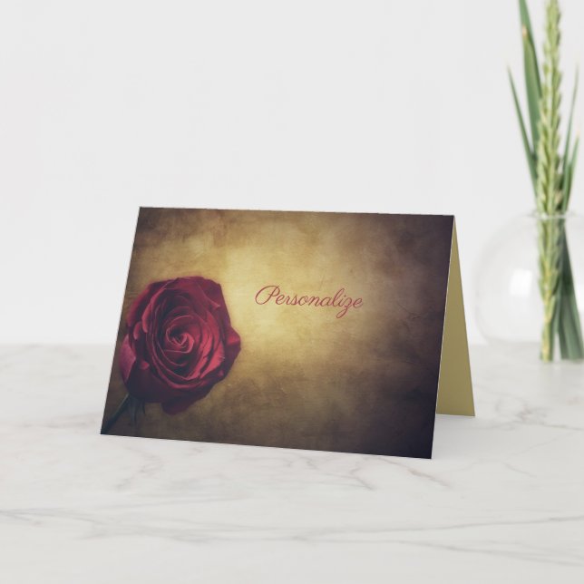 Carte Rose antique avec Arrière - plan d'or Personnalise (Devant)