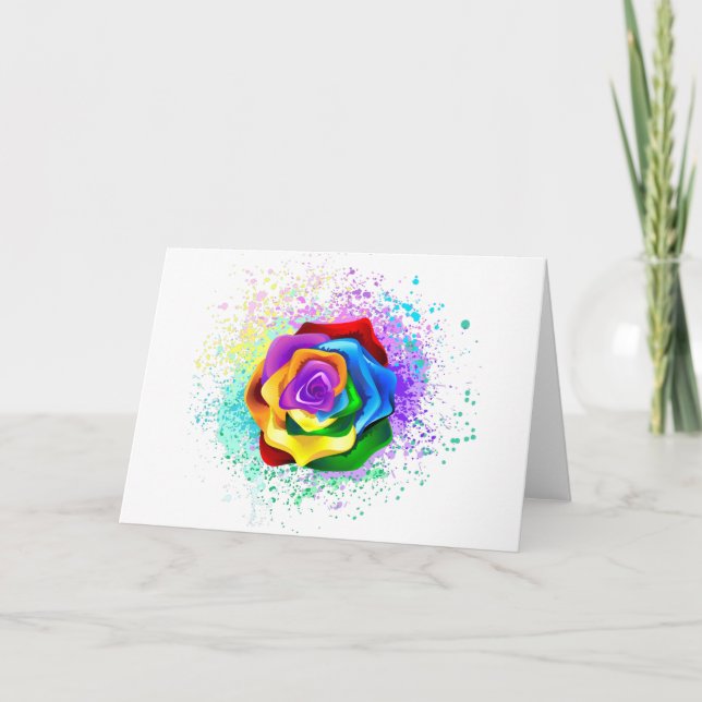 Carte Rose arc-en-ciel coloré (Devant)
