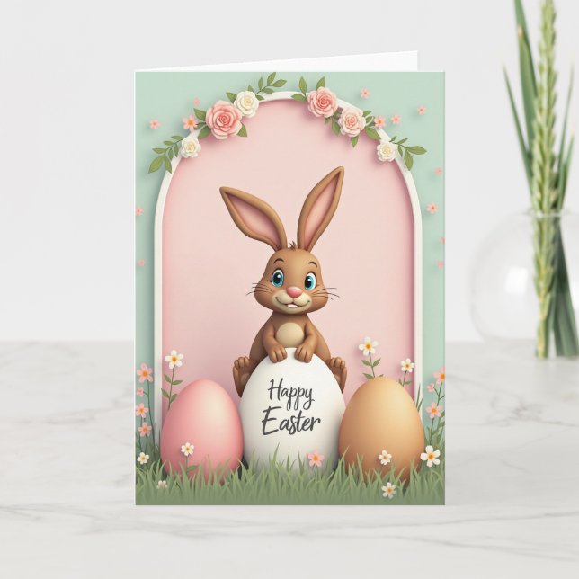 Carte Rose Arch Easter Bunny Card (Devant)