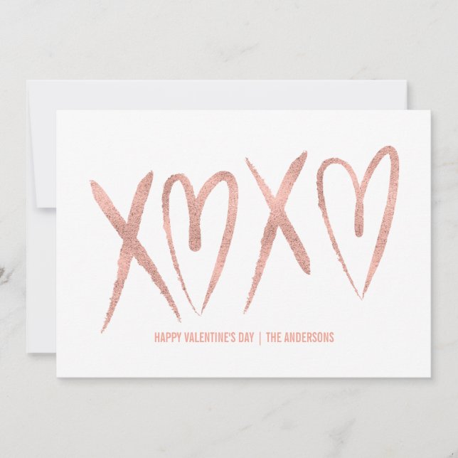 Carte rose balayée moderne de Valentine d'or (Devant)