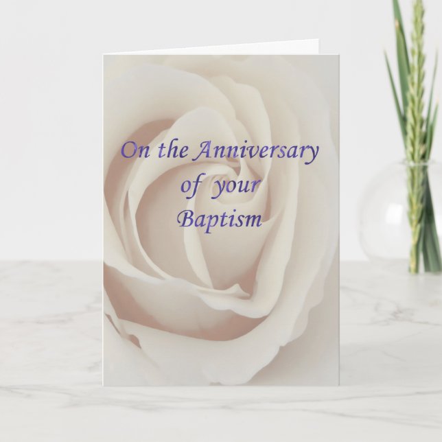 Carte Rose blanc de baptême/anniversaire de baptême (Devant)