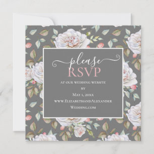 Carte Rose blanche classique Site Mariage gris RSVP