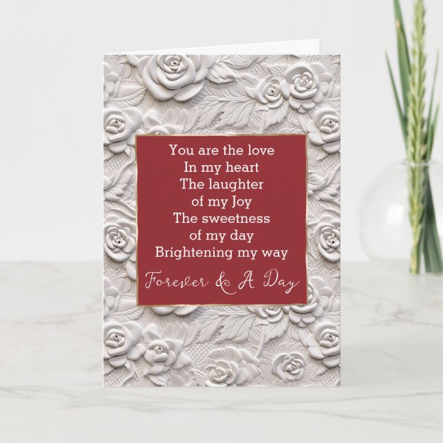 Carte Rose blanche Poème pour toujours (Devant)