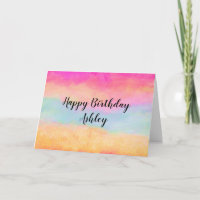 Rose Bleu Jaune Arc-en-ciel Abstrait Rayures Anniv