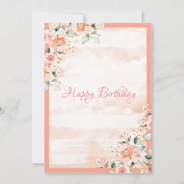 Carte Rose Blush Floral Script Aquarelle Femme (Devant)