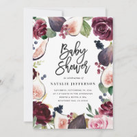 Rose, bordeaux + fig aquarelle floral et script