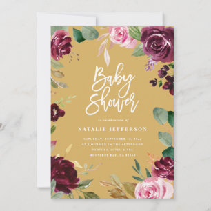 Carte Rose, bordeaux + fig aquarelle floral et script