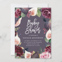 Rose, bordeaux + fig aquarelle floral et script