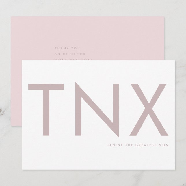 Carte Rose brillant Ultra moderne Gras Grosse mère Merci (Devant / Derrière)