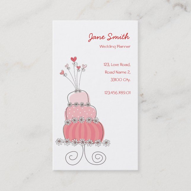 Carte rose chic lunatique de profil de gâteau de (Devant)