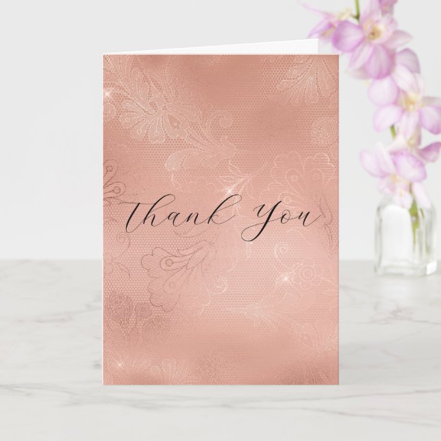 Carte Rose chic or dentelle Mariage Merci (Orchidée)