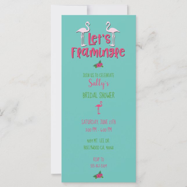 Carte Rose clair et Turquoise Flamingle Fête des mariées (Devant)