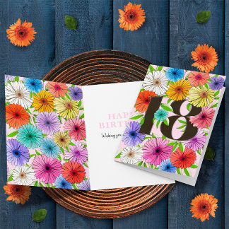 Carte Rose coloré Personnalisé 18e anniversaire Floral