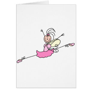 Carte rose d'ange de ballerine de bâton