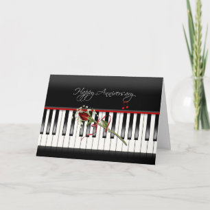 Carte Rose d'anniversaire sur Piano