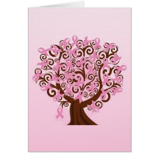Carte rose d'arbre de ruban de cancer du sein