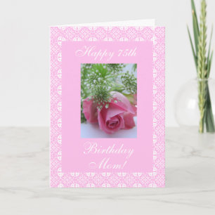 Carte Rose de 75e anniversaire de mère