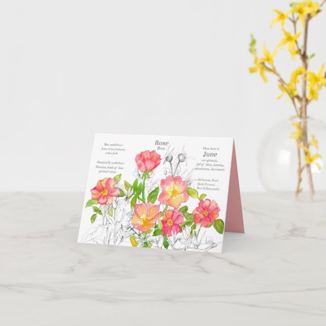 Carte Rose de chèvrefeuille de naissance de juin Fleur d (Fleur jaune)