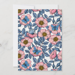 Carte Rose de chien et papillons