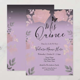 Carte Rose de glace rose Floral Quinceanera violet