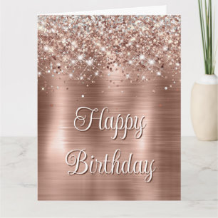 Carte Rose de Glitterie Gold Faux Parties scintillant Mo