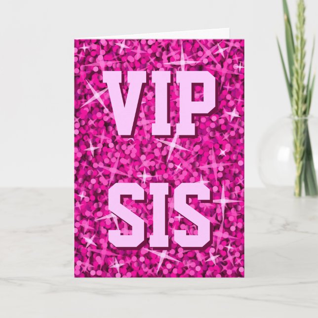Carte rose de "joyeux anniversaire" de "VIP SIS" (Devant)