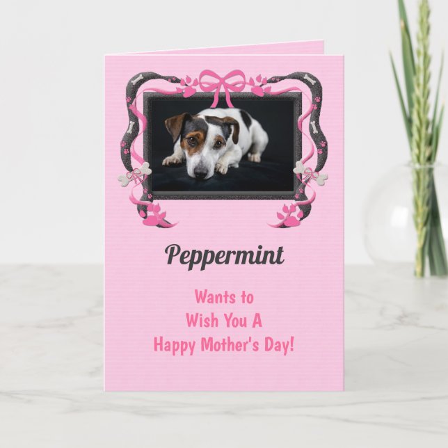 Carte Rose de la fête des mères de chien (Devant)