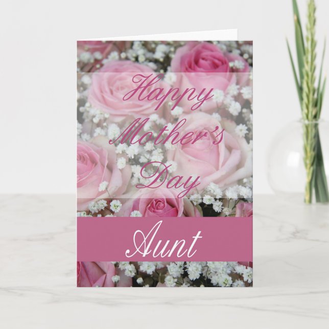 Carte rose de la Fête des mères tante (Devant)