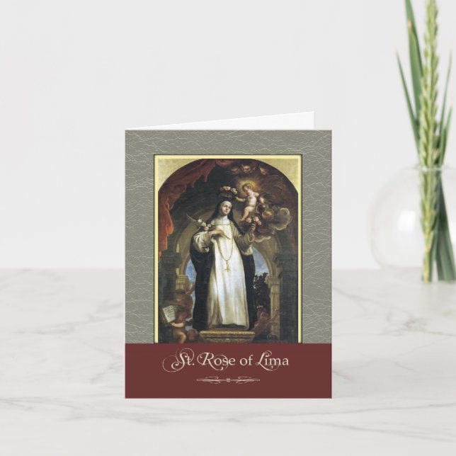 Carte Rose de Lima Priez pour nous (Devant)