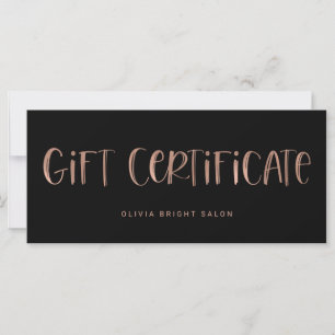 Carte Rose de police lettres main or Certificat cadeau