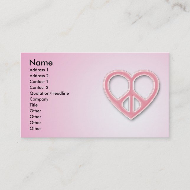 Carte rose de profil de paix et d'amour (Devant)